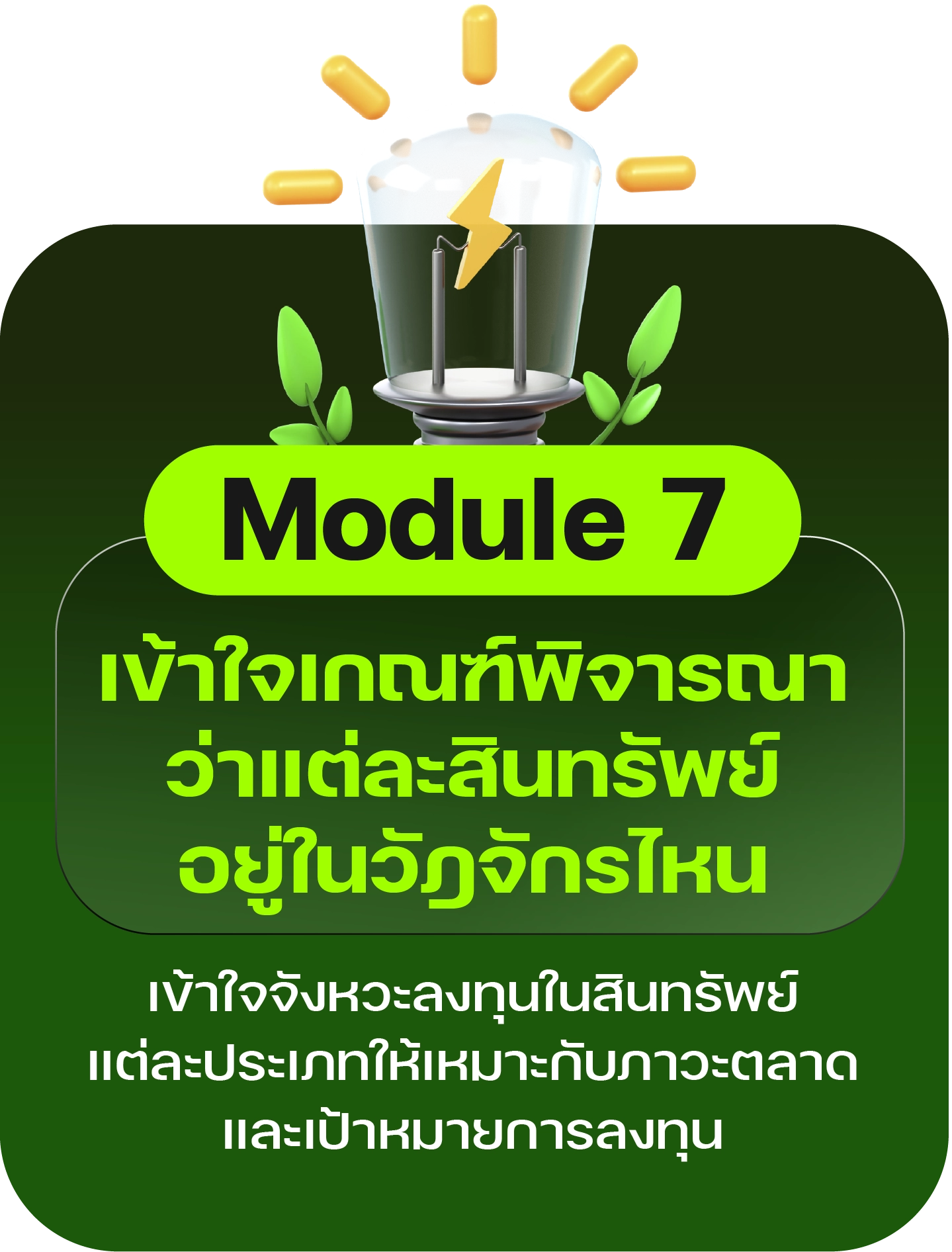 Module 7: เข้าใจเกณฑ์พิจารณา ว่าแต่ละสินทรัพย์อยู่ใน วัฎจักรไหน